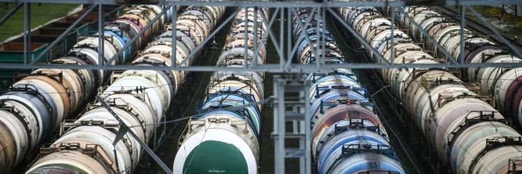 Товарные составы на железнодорожной станции "Яничкино"