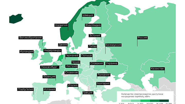 Рейтинг стран Европы по доступности электроэнергии – 2020